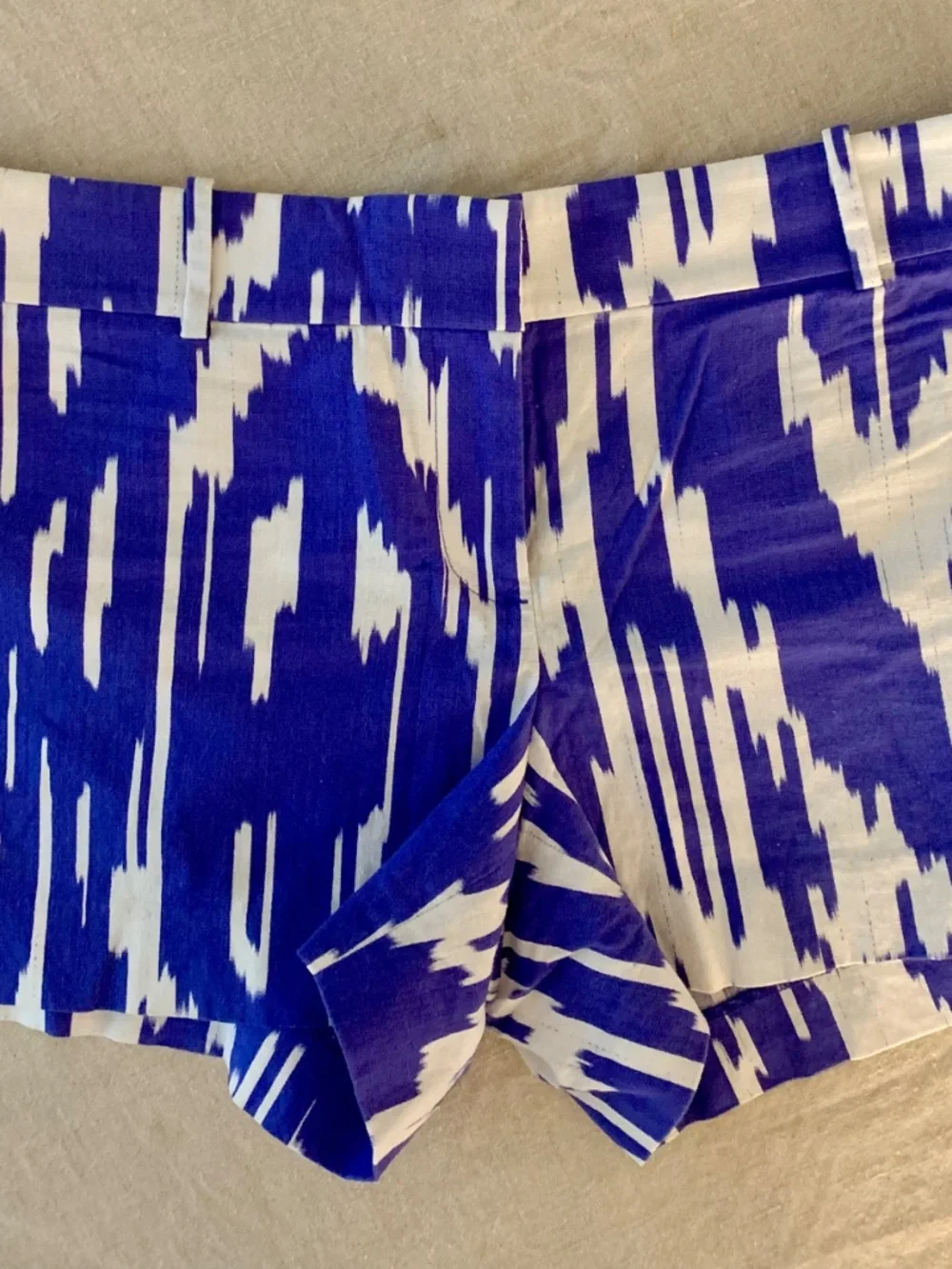 J.Crew Blue White Ikat Print Tailored Shorts Size 10